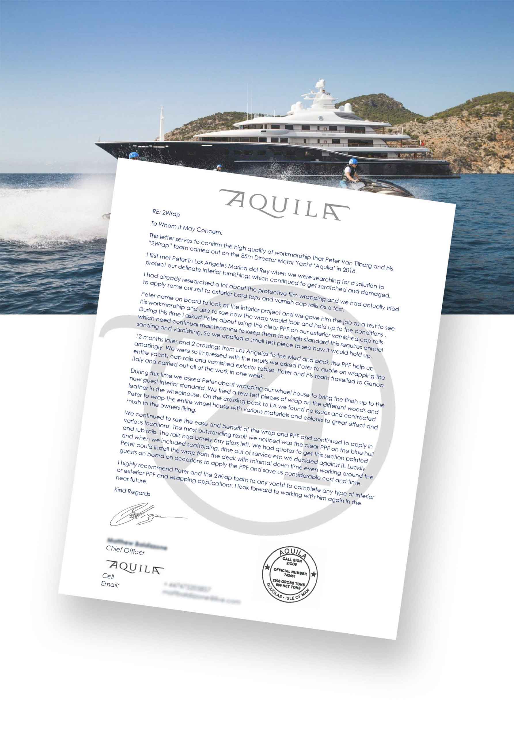 yacht reference letter