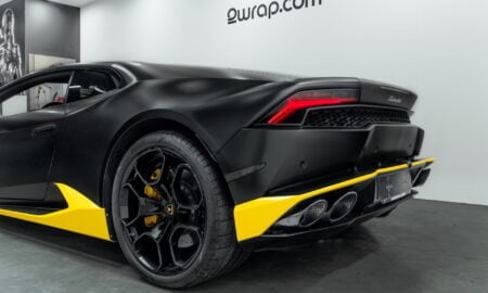 Lamborghini Huracan satijnzwart en geel 5