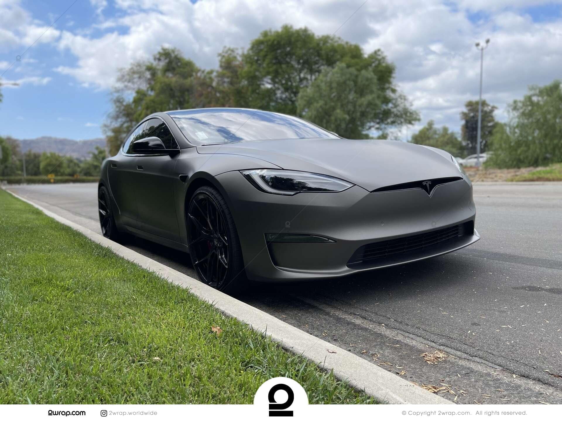 Tesla Model S matte charcoal grey by