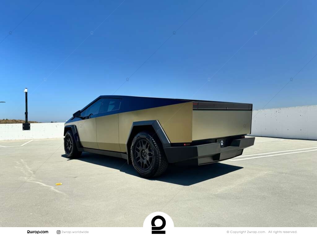 Bond Gold Cybertruck wrap