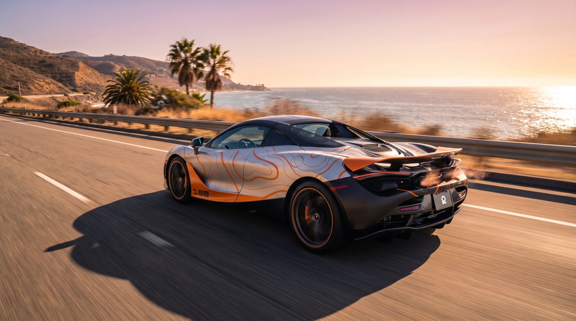 Car wrap cost at the high end: McLaren 720S in matte paint protection film with contour graphics, by 2wrap.com