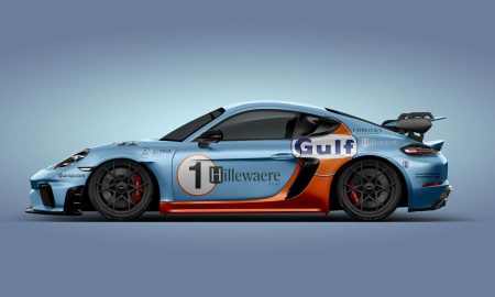 Individuele voertuigwrap: Porsche GT4 RS Gulf design wrap door 2wrap.com